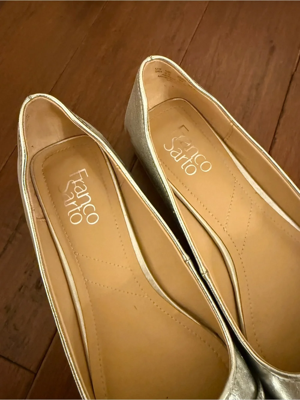 Metallic Silver Buckle Flats - Women